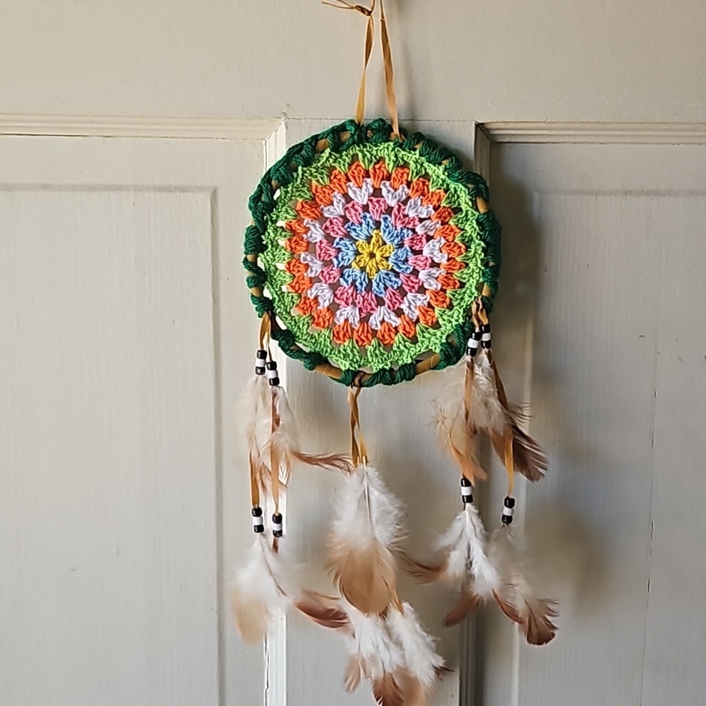 Multicolored Crochet Boho Dreamcatcher Handmade Wall Decor Cottagecore Style - Picture 9 of 17